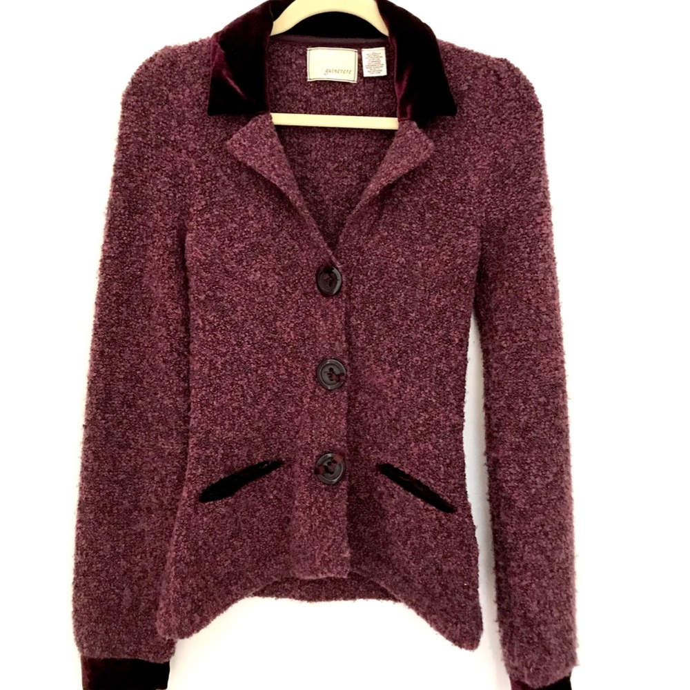 Anthropologie Guinevere Boucle and Velvet  Sweater Jacket